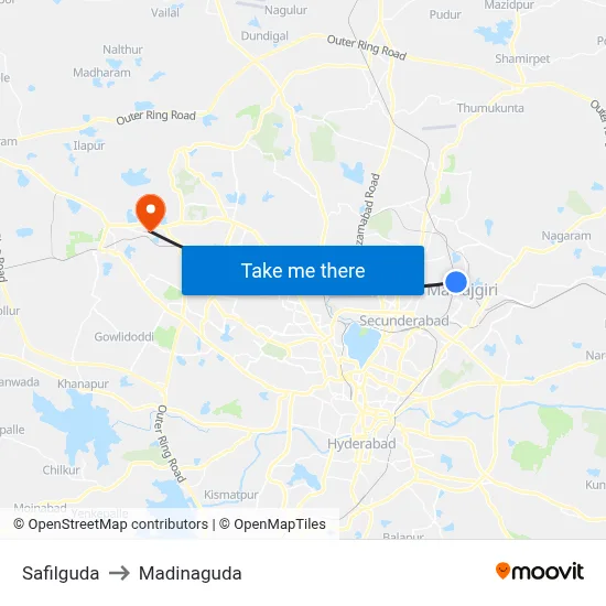 Safilguda to Madinaguda map
