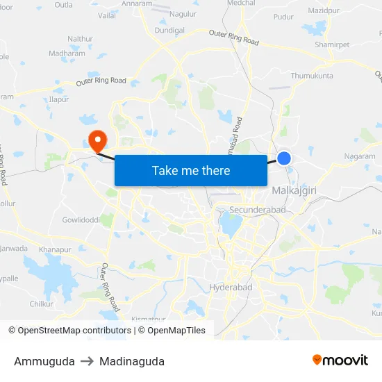 Ammuguda to Madinaguda map