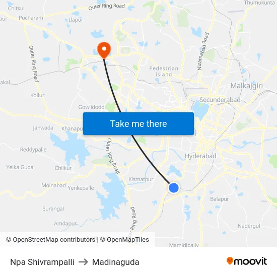 Npa Shivrampalli to Madinaguda map