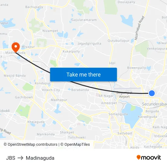 JBS to Madinaguda map
