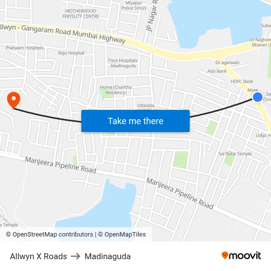 Allwyn X Roads to Madinaguda map