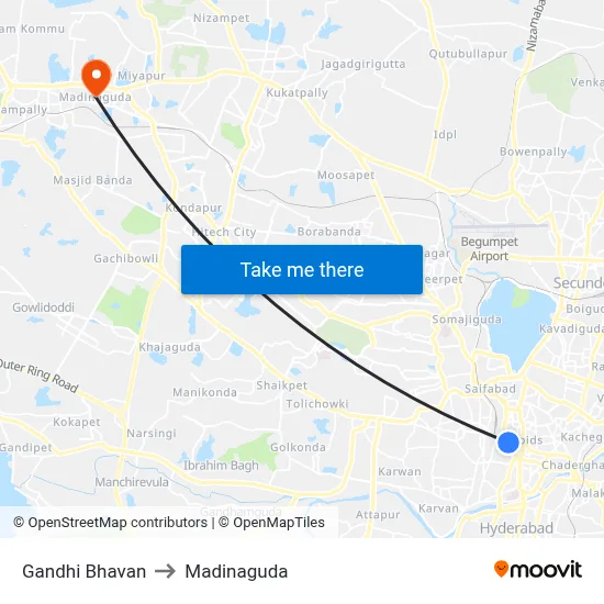Gandhi Bhavan to Madinaguda map