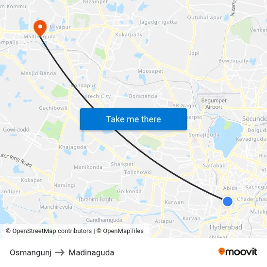 Osmangunj to Madinaguda map