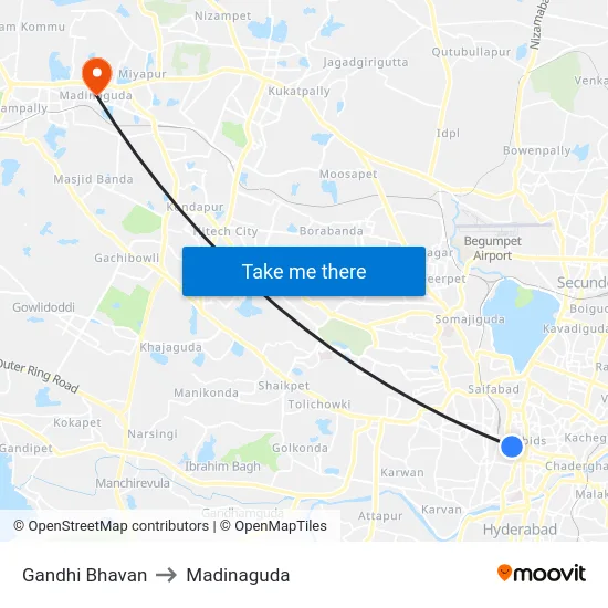 Gandhi Bhavan to Madinaguda map