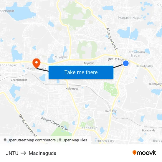 JNTU to Madinaguda map