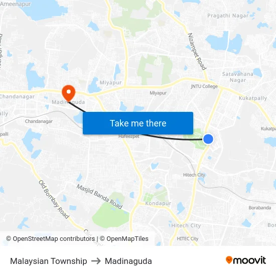 Malaysian Township to Madinaguda map
