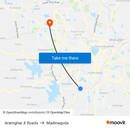 Aramghar X Roads to Madinaguda map