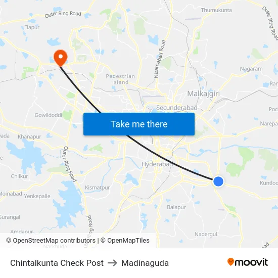 Chintalkunta Check Post to Madinaguda map