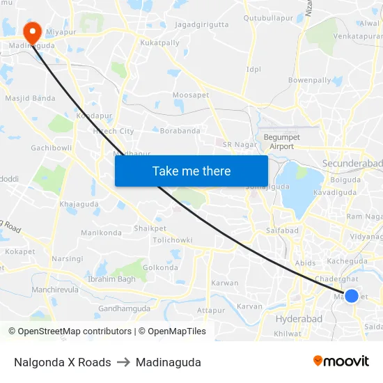 Nalgonda X Roads to Madinaguda map