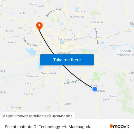 Scient Institute Of Technology to Madinaguda map