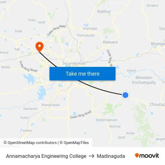 Annamacharya Engineering College to Madinaguda map