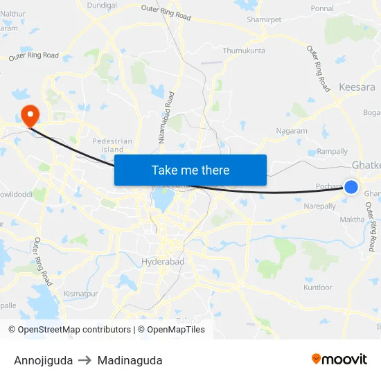 Annojiguda to Madinaguda map