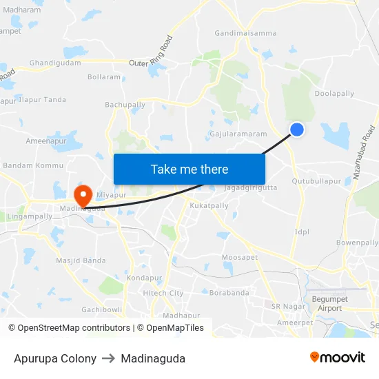 Apurupa Colony to Madinaguda map