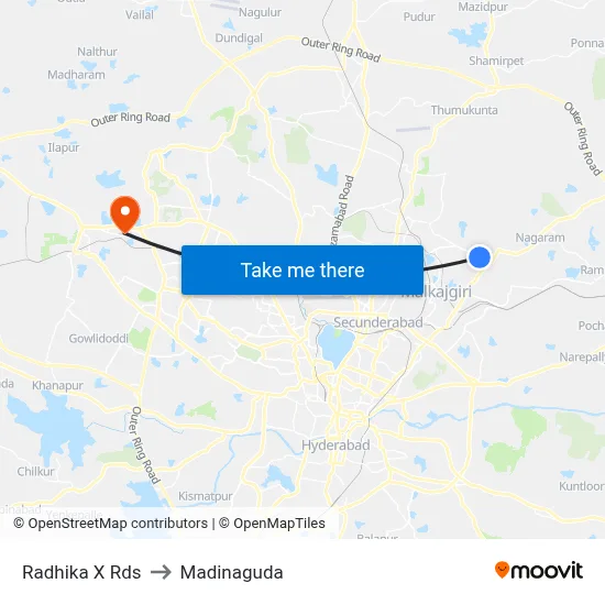 Radhika X Rds to Madinaguda map