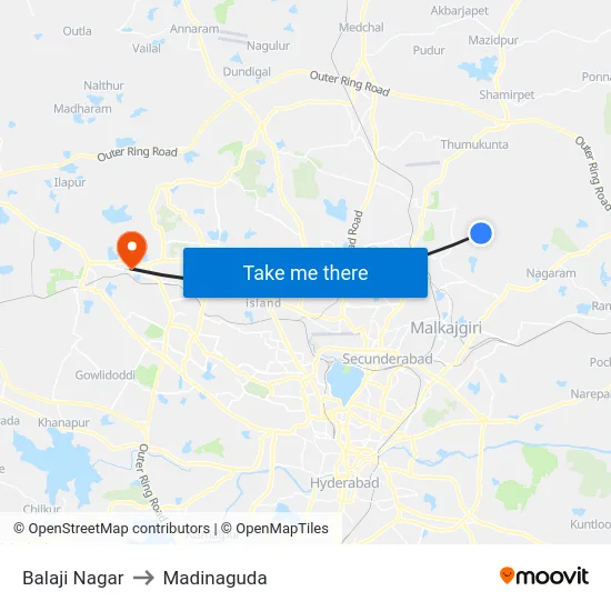 Balaji Nagar to Madinaguda map