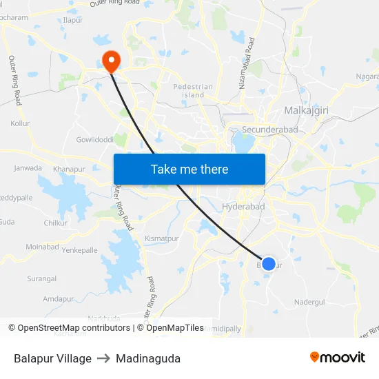 Balapur Village to Madinaguda map