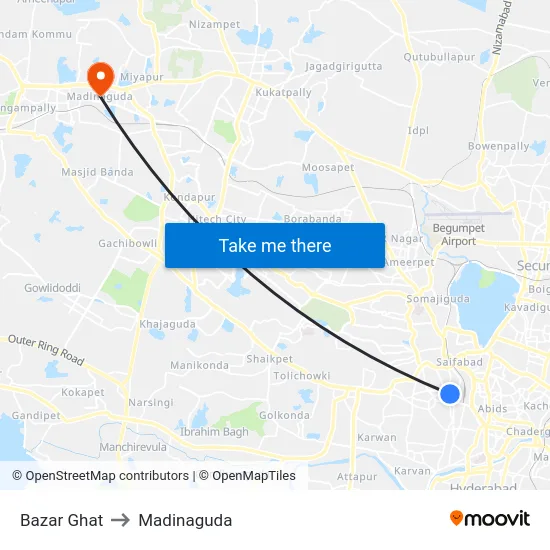 Bazar Ghat to Madinaguda map