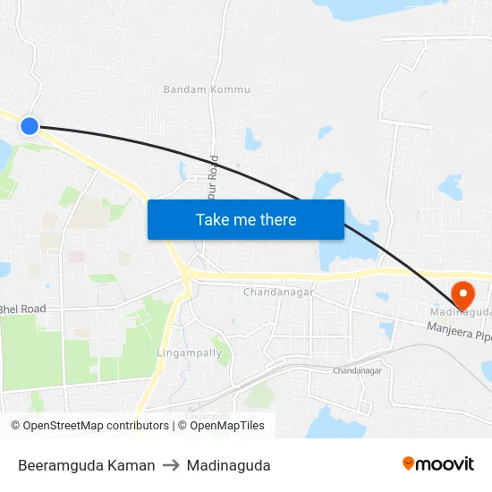 Beeramguda Kaman to Madinaguda map