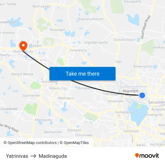 Yatrinivas to Madinaguda map