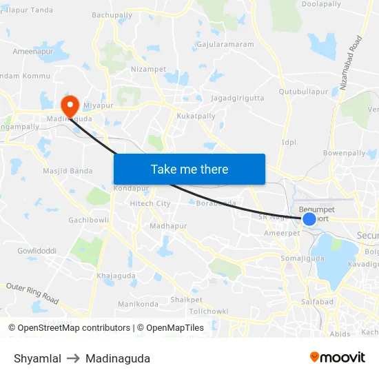 Shyamlal to Madinaguda map