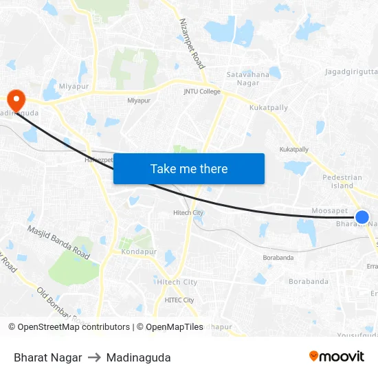 Bharat Nagar to Madinaguda map