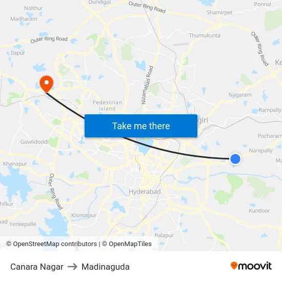 Canara Nagar to Madinaguda map