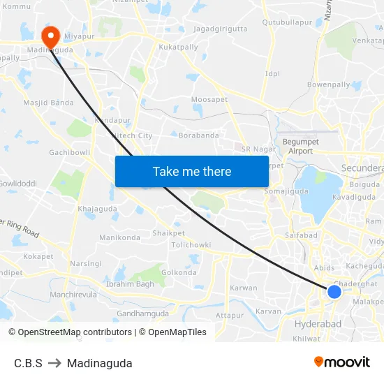 C.B.S to Madinaguda map