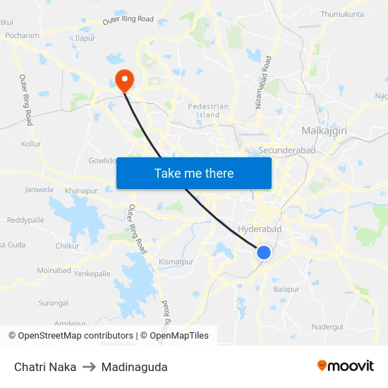 Chatri Naka to Madinaguda map