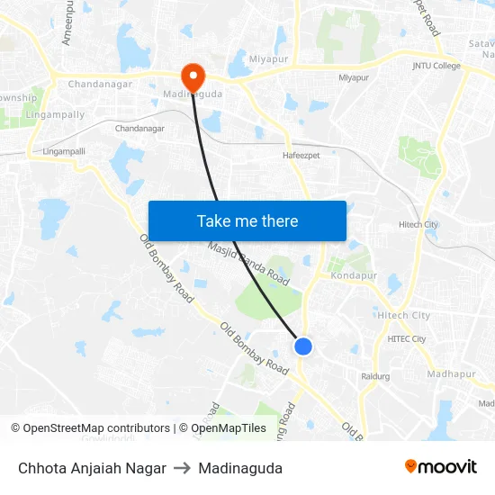 Chhota Anjaiah Nagar to Madinaguda map