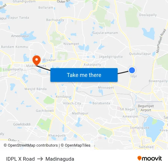 IDPL X Road to Madinaguda map