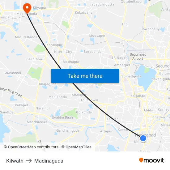 Kilwath to Madinaguda map
