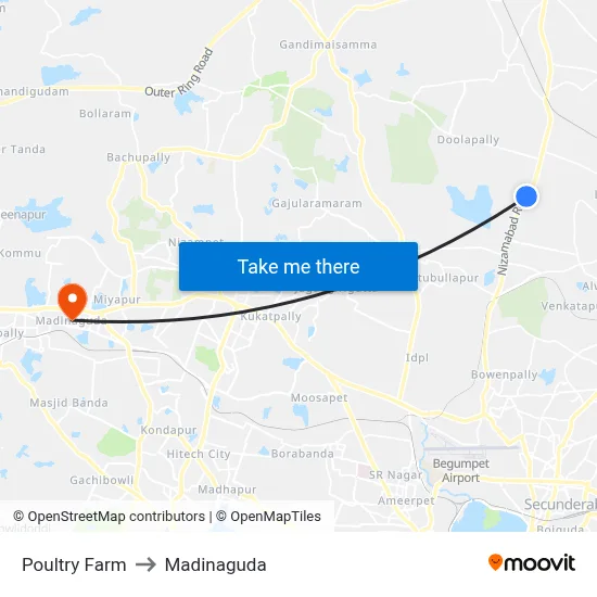 Poultry Farm to Madinaguda map