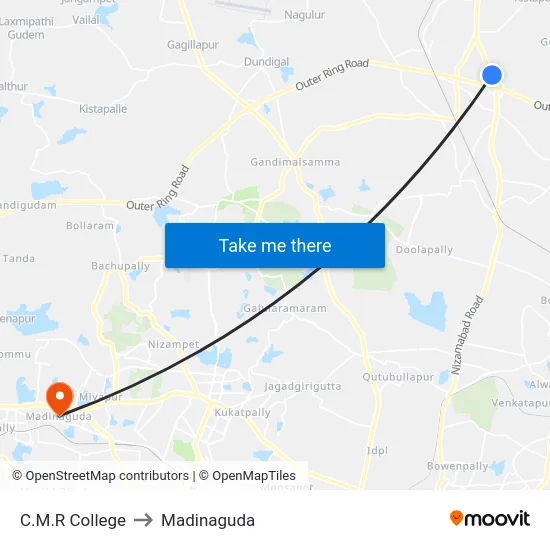 C.M.R College to Madinaguda map