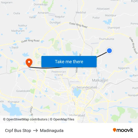 Crpf Bus Stop to Madinaguda map