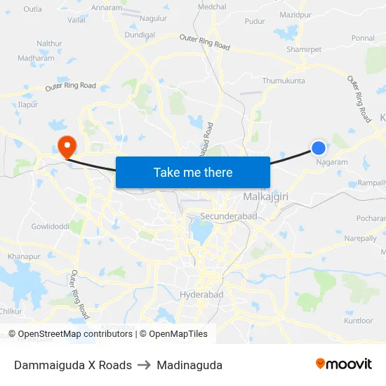 Dammaiguda X Roads to Madinaguda map