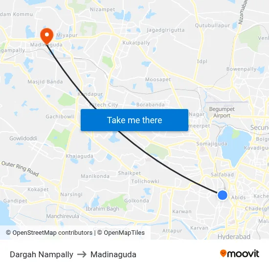 Dargah Nampally to Madinaguda map