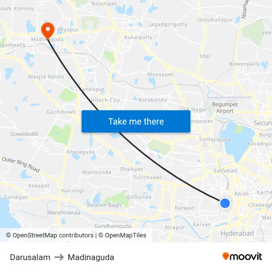 Darusalam to Madinaguda map