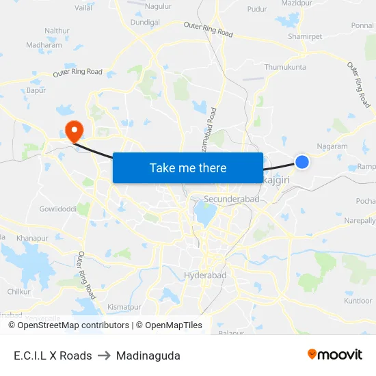 E.C.I.L X Roads to Madinaguda map