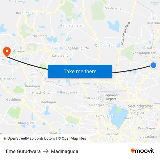 Eme Gurudwara to Madinaguda map
