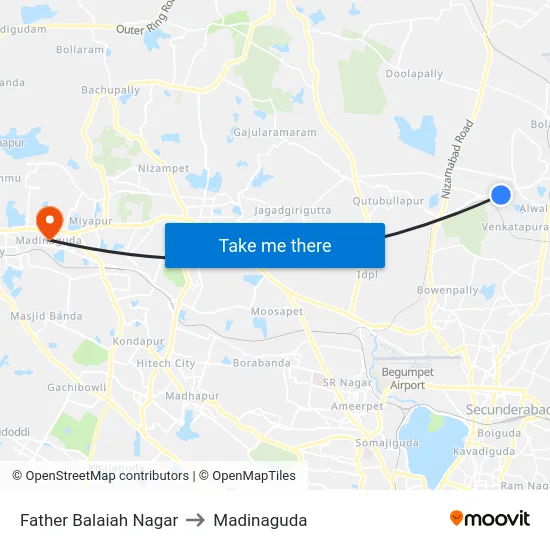 Father Balaiah Nagar to Madinaguda map