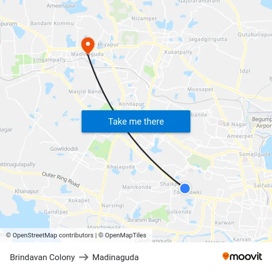 Brindavan Colony to Madinaguda map
