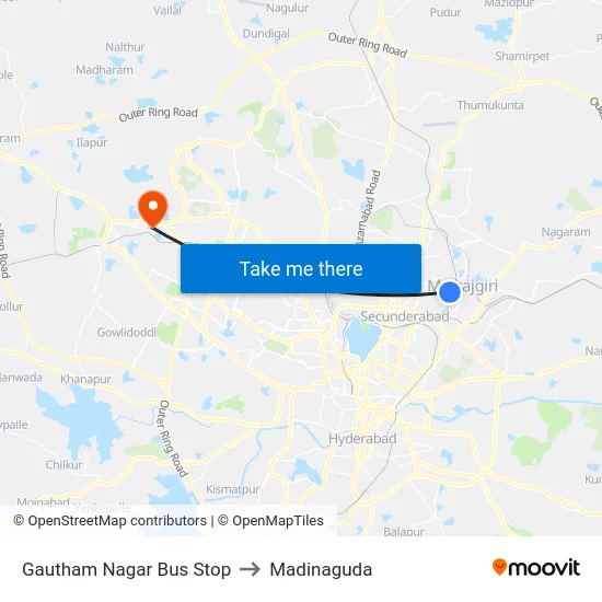 Gautham Nagar Bus Stop to Madinaguda map