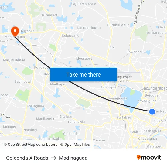 Golconda X Roads to Madinaguda map