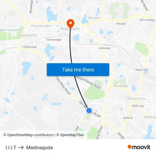 I.I.I.T to Madinaguda map