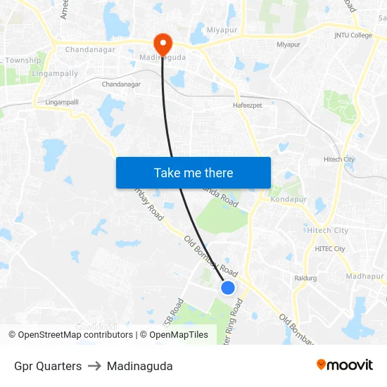 Gpr Quarters to Madinaguda map