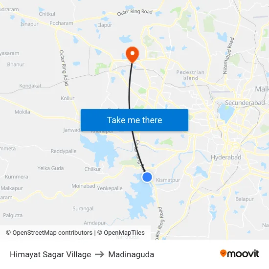Himayat Sagar Village to Madinaguda map