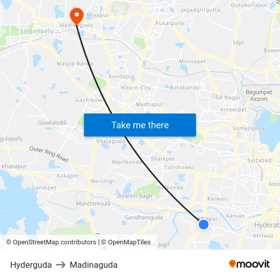 Hyderguda to Madinaguda map