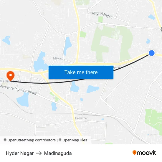Hyder Nagar to Madinaguda map