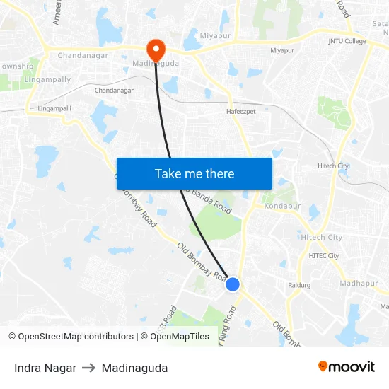 Indra Nagar to Madinaguda map