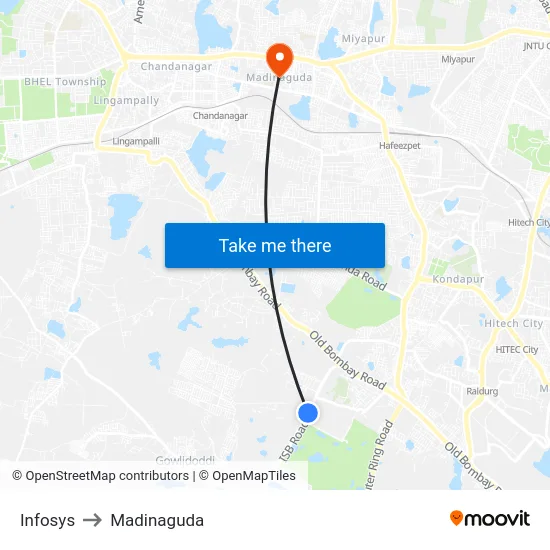 Infosys to Madinaguda map
